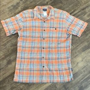 Patagonia orange plaid shirt size large